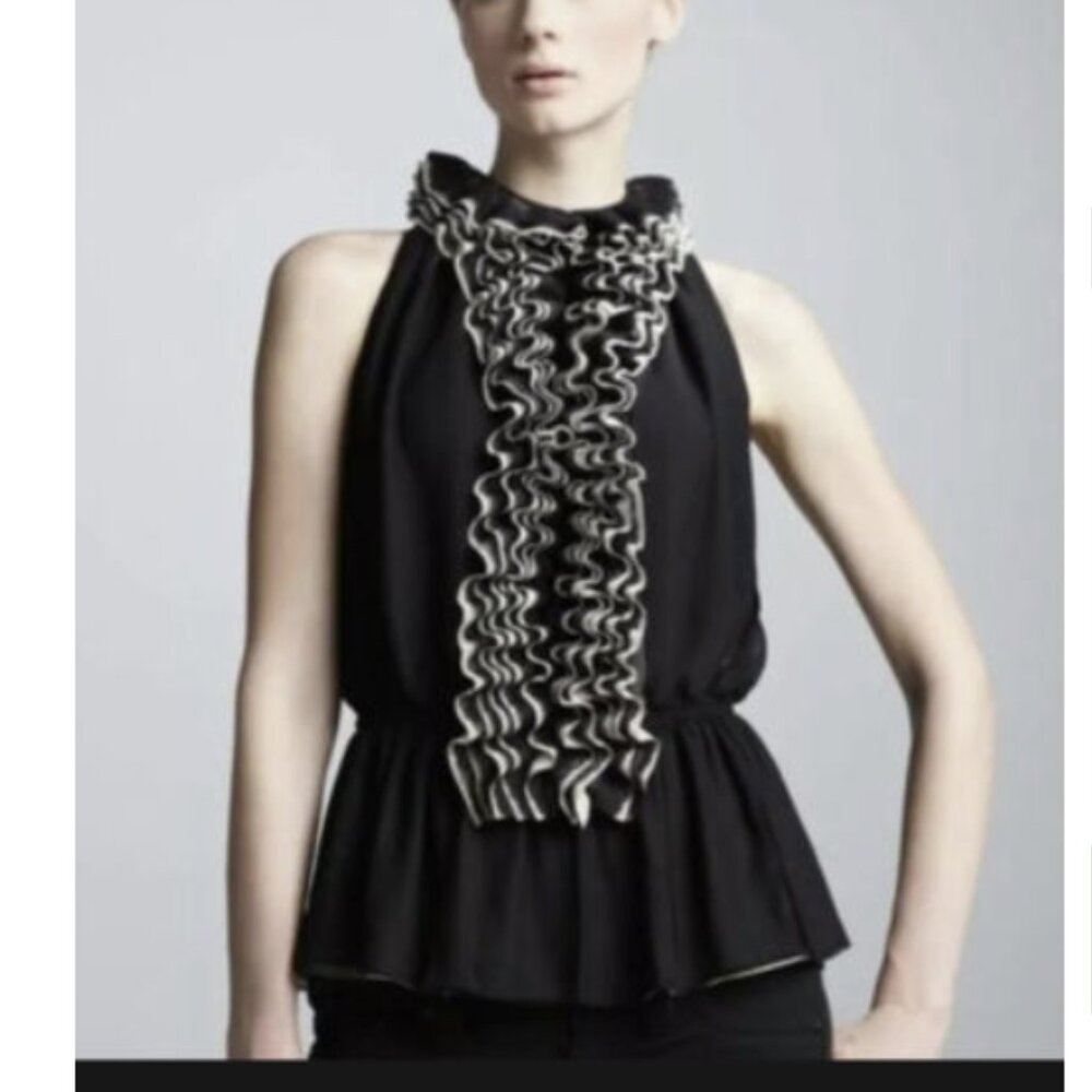 ROBERT RODRIGUEZ for Target and Neiman Marcus ~ Black Ruffle Front Top ~ Size S